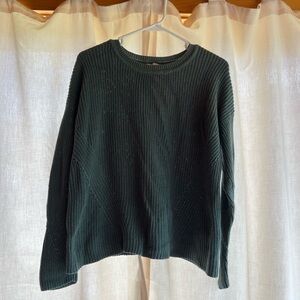 Lucky Brand Green Crew Neck Sweater Ribbed Knit